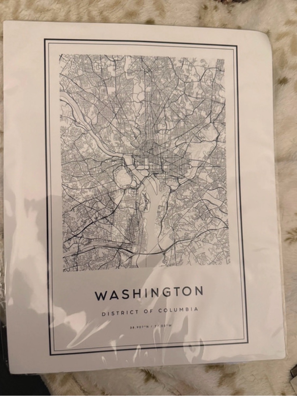 Washington D.C. Map Print - White & Black 8 x 10